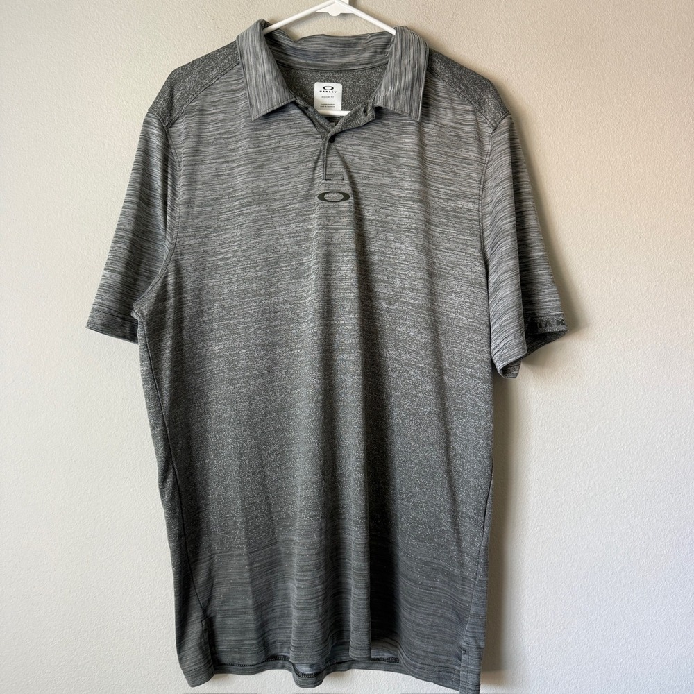 Oakley Golf Polo Shirt Men XL Gray Space Dye Performance Short Sleeve